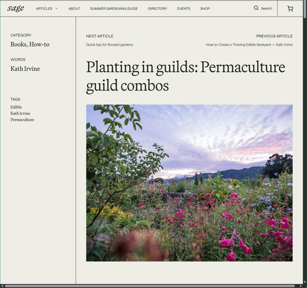 An image of a Sage Journal on planting in guilds: Permaculture Guildd Combos by Kath Irvine